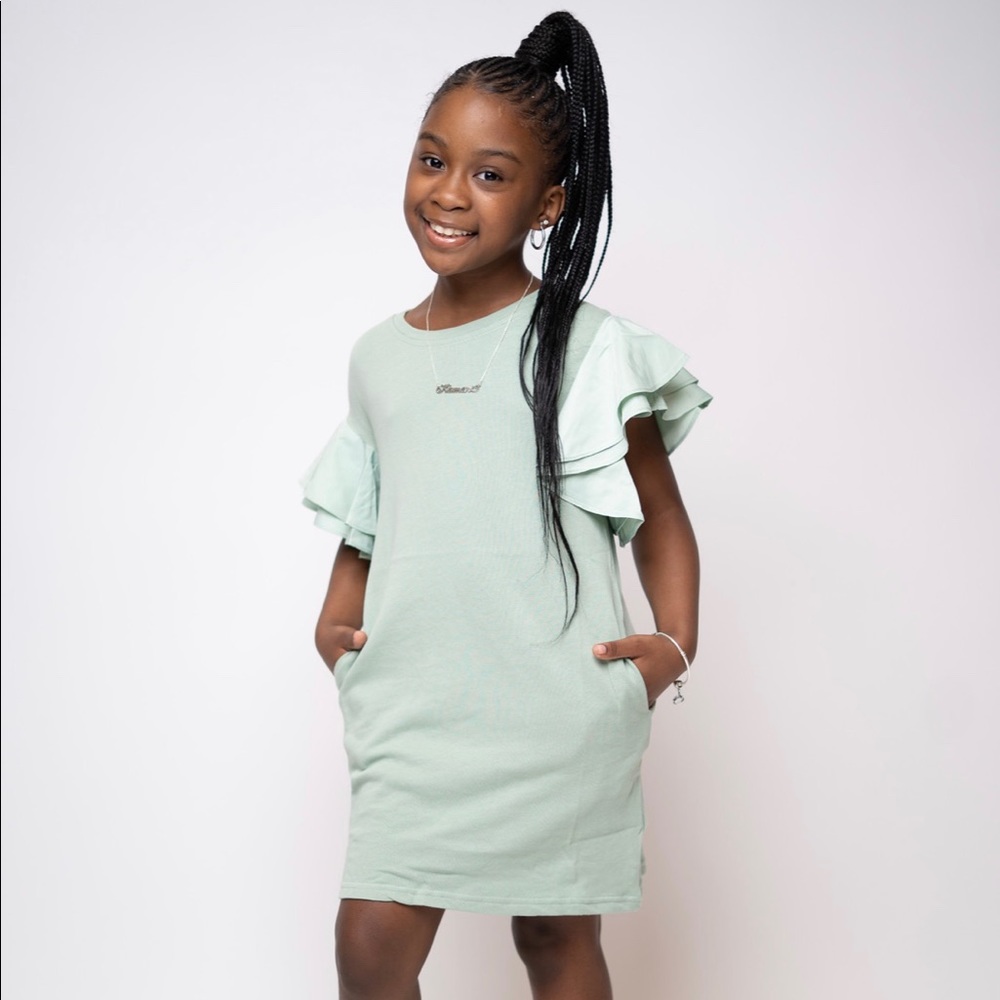 KAMARI RUFFLED SLEEVE DRESS